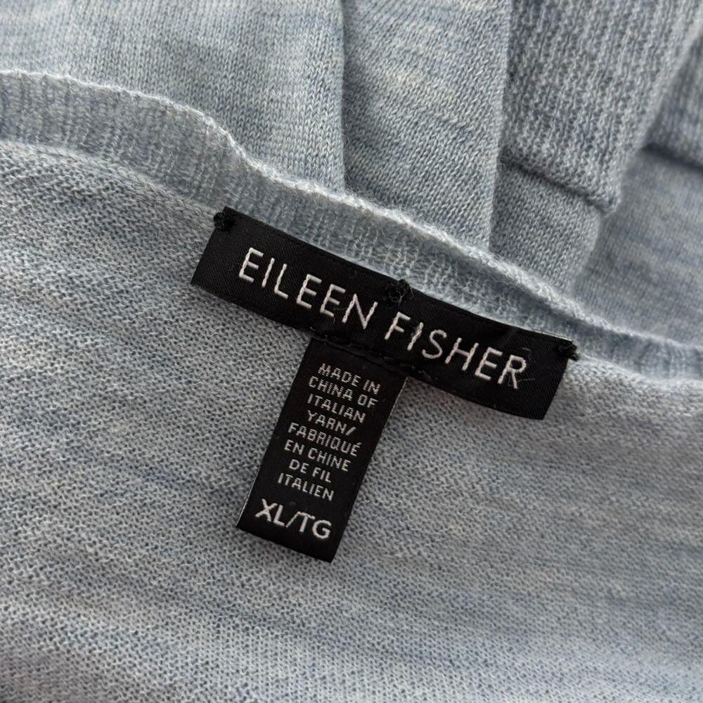 Eileen Fisher Blue Dawn Melange Ultra Fine Merino Wool Knit Top - Picture 7 of 8